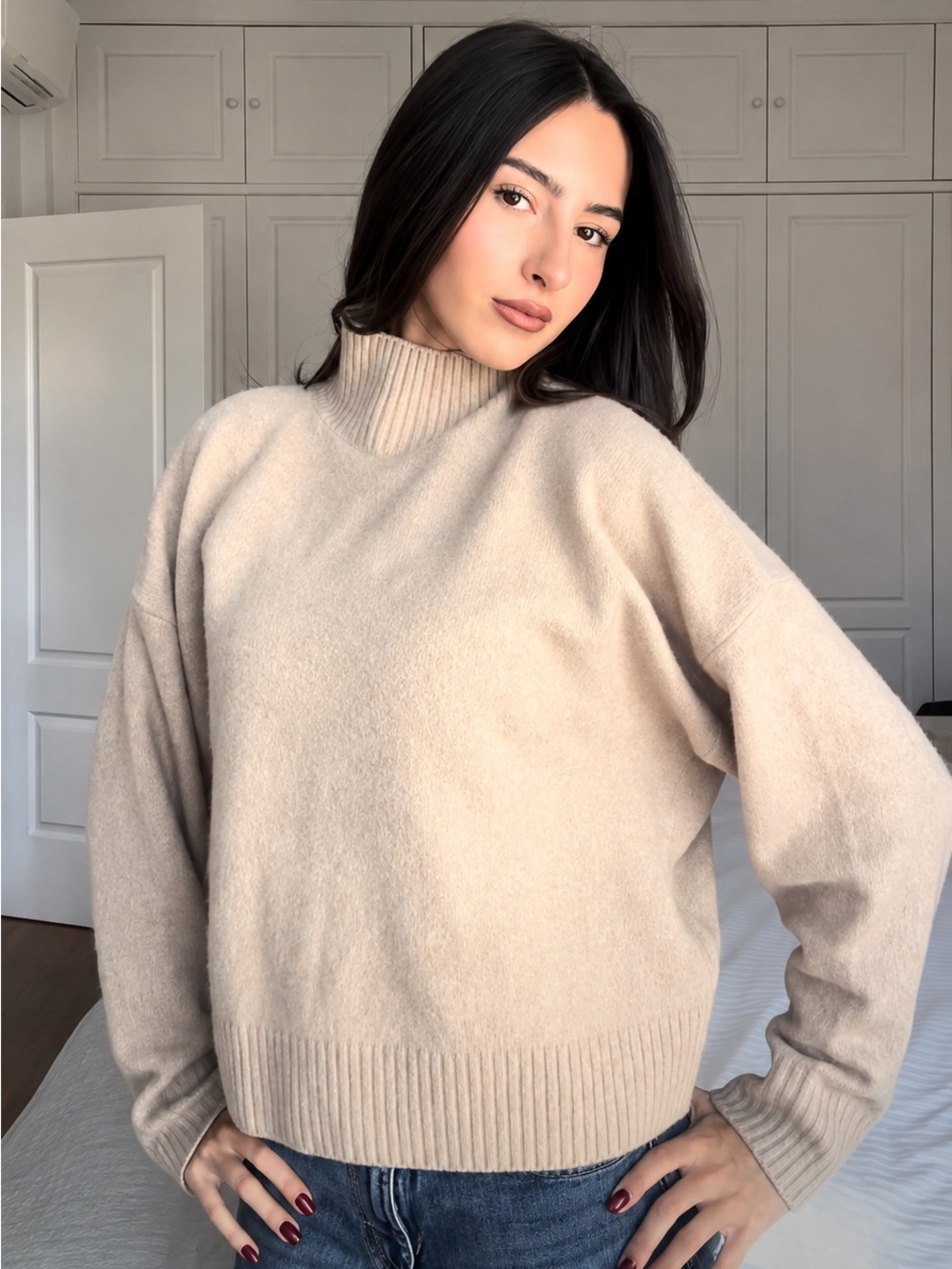ZARA BNWT SOFT HIGH NECK KNIT JUMPER. BEIGE 2142/263/710